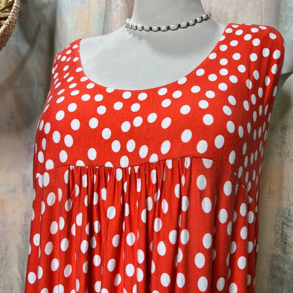 Bpc Polka Dots Empire Waist Casual Hip-Friendly A-Line Dress W/ Patch Pockets View 3